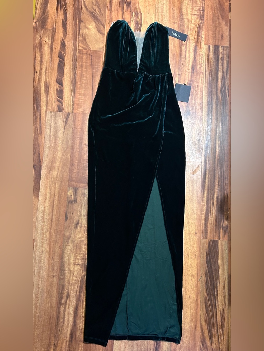 Lulus My Dream Come True Forest Green Velvet Strapless Maxi Dress